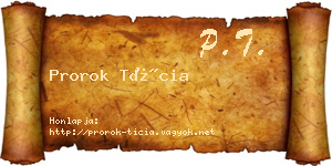Prorok Tícia névjegykártya